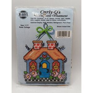 Rose Cottage Curly-Q's 1177  Needlepoint Ornament Magnet Kit NMI NOS House #I-3